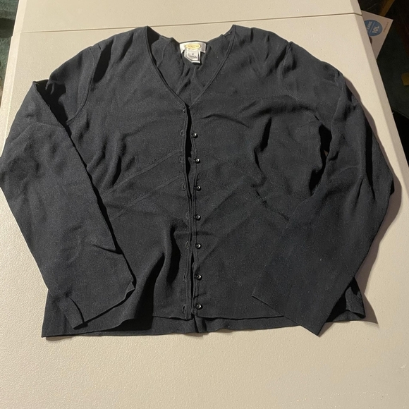 Vintage Talbots Black Button-Up Cardigan Women's Medium M Neutral Casual Layer - Picture 1 of 5